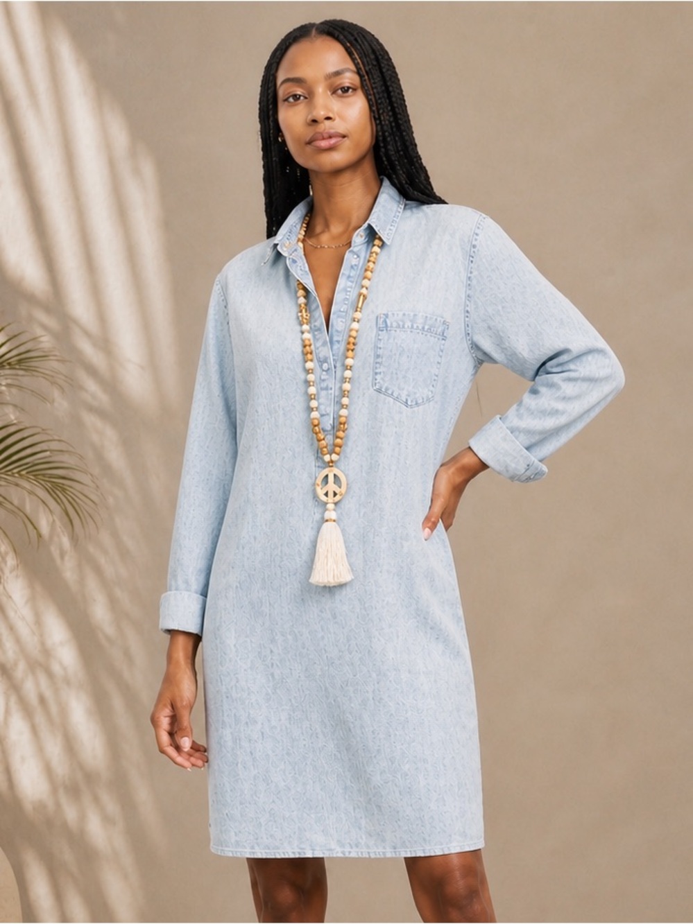 Denim-on-denim set: Moschino Denim Platform Slides + Rails Valerie Denim Dress - Picture 11 of 14